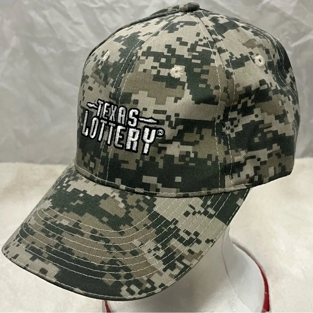 Texas Lottery Adjustable Camouflage Cap in support of Texas Education & Veterans